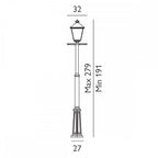 TG5-BLACK Turin Grande 1 Light Outdoor Lamp Post Black