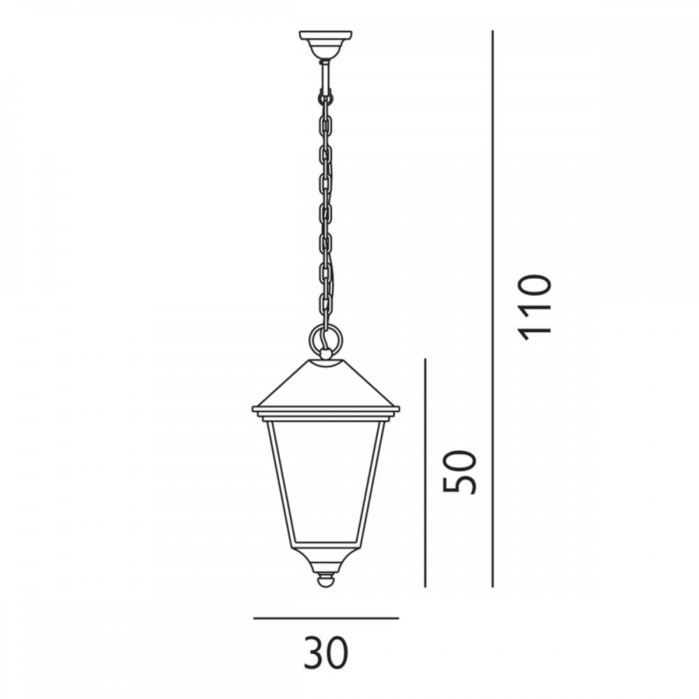 TG8-BLACK Turin Grande 1 Light Outdoor Chain Lantern Black