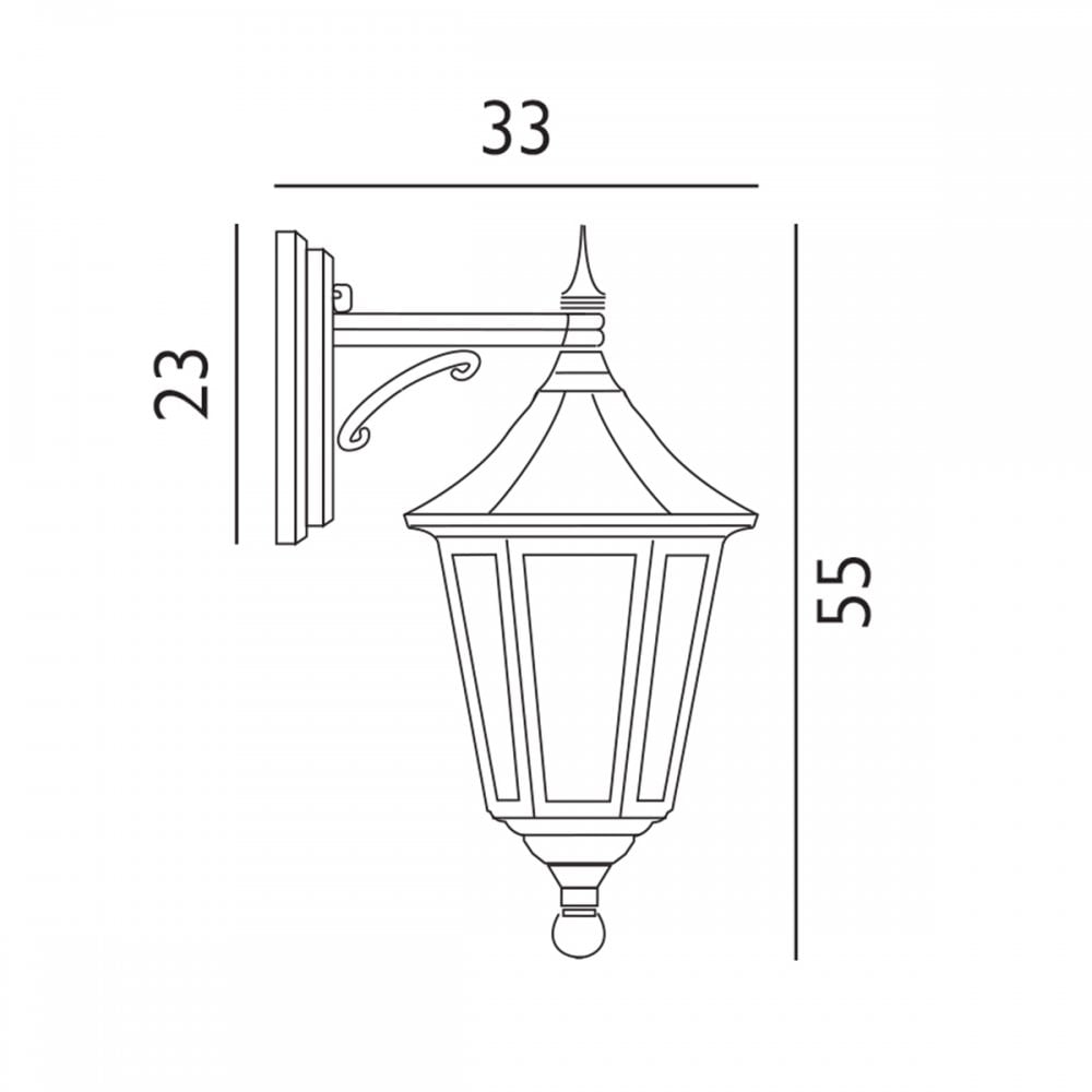 V2-BLACK Valencia 1 Light Outdoor Down Lantern Black