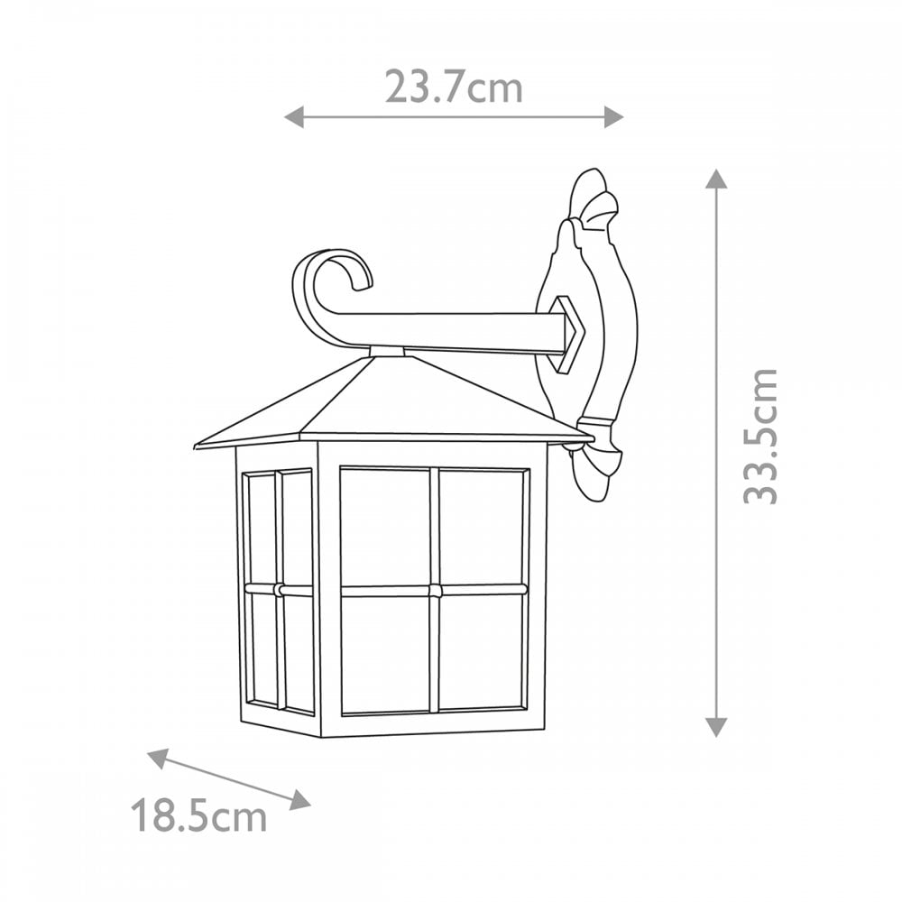 BL18-BLACK Winchester Outdoor 1 Light Wall Down Lantern Black (S)