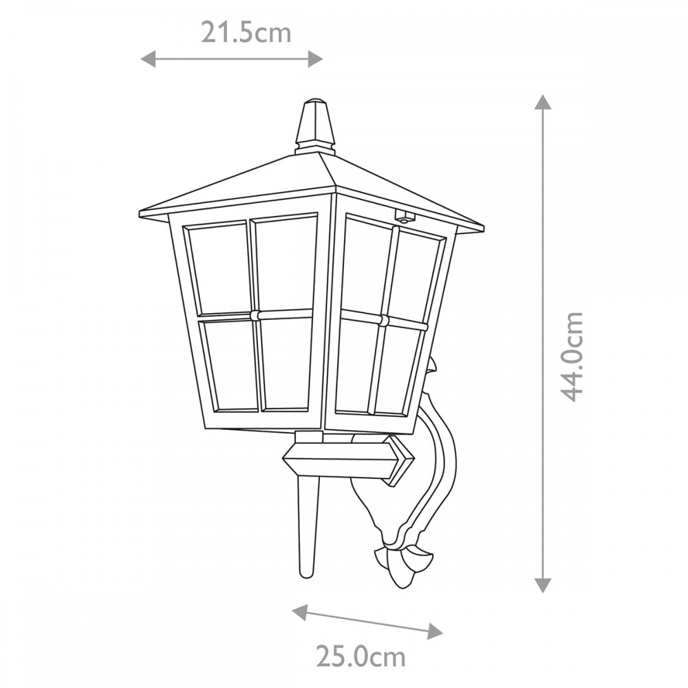 Canterbury Outdoor 1 Light Wall Up Lantern Black