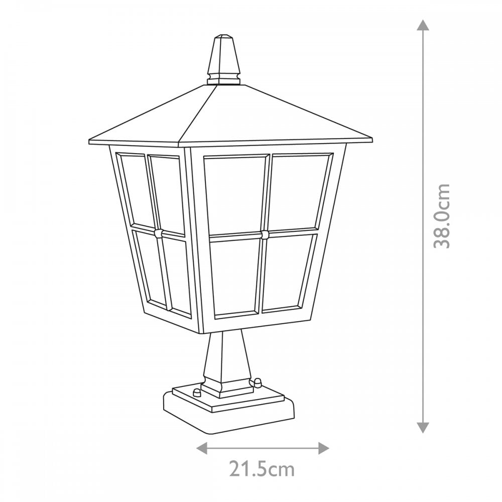 BL50M-BLACK Canterbury Outdoor 1 Light Pedestal Lantern Black