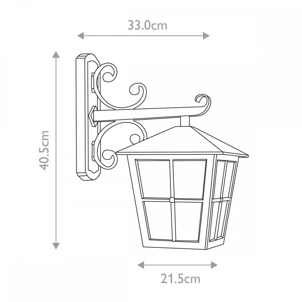 BL52M-BLACK Canterbury Outdoor 1 Light Wall Down Lantern Black