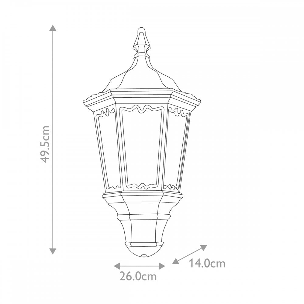 MD7-PIR-BLACK Medstead Outdoor 1 Light Half Lantern with PIR Black