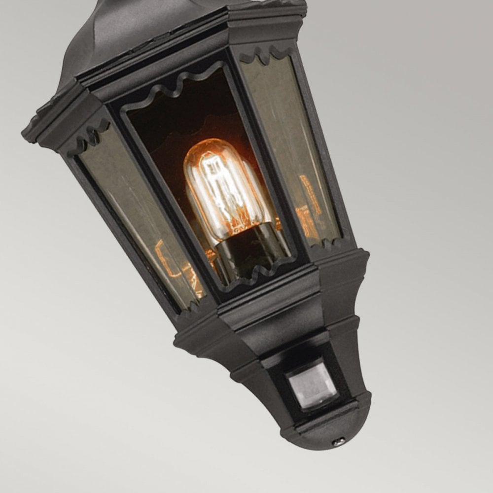 MD7-PIR-BLACK Medstead Outdoor 1 Light Half Lantern with PIR Black
