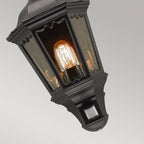 MD7-PIR-BLACK Medstead Outdoor 1 Light Half Lantern with PIR Black