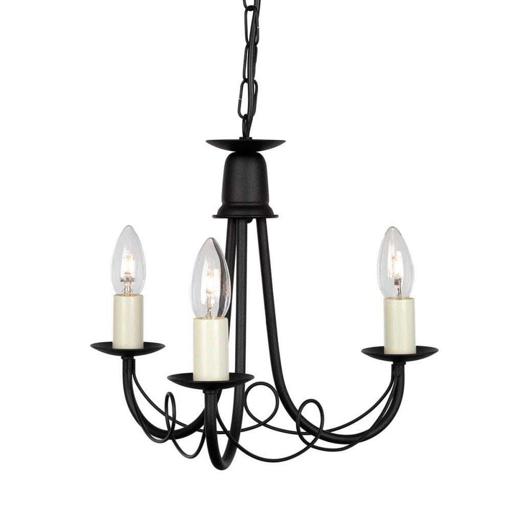 MN3-BLACK Minster 3 Light Chandelier Black