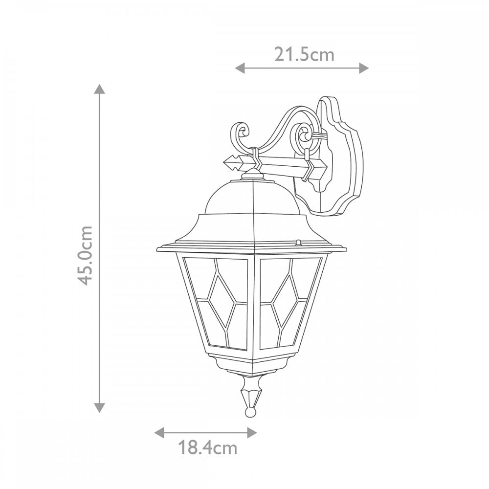 NR2-BLK Norfolk Outdoor 1 Light Down Wall Lantern Black