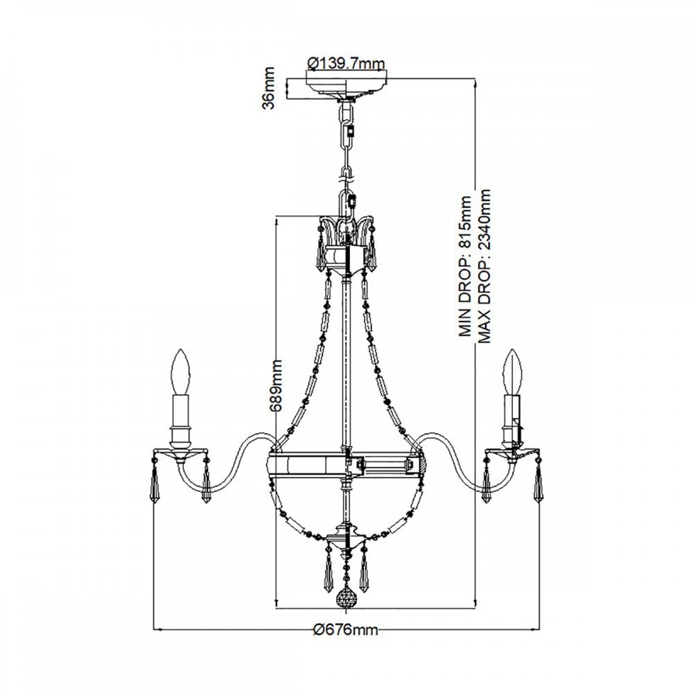 FE-BELLINI6 Bellini 6 Light Chandelier Oxidized Bronze/British Bronze