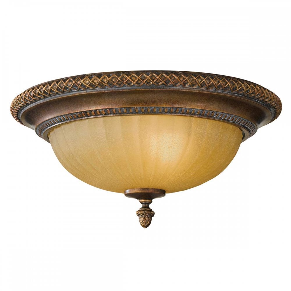 FE-KELHAM-HALL-F Kelham Hall 2 Light Flush Firenze Gold/British Bronze