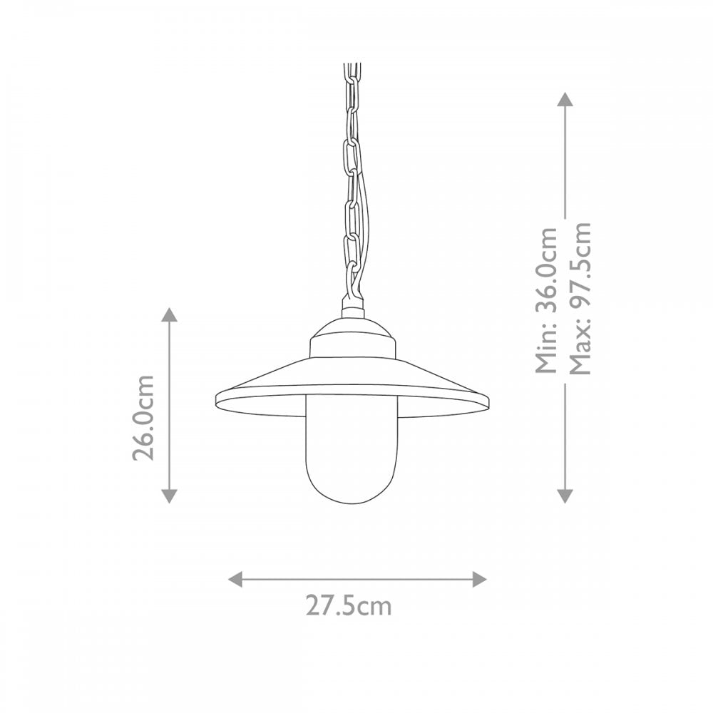 KLAMPENBORG8 Klampenborg Outdoor 1 Light Chain Lantern Silver (S)