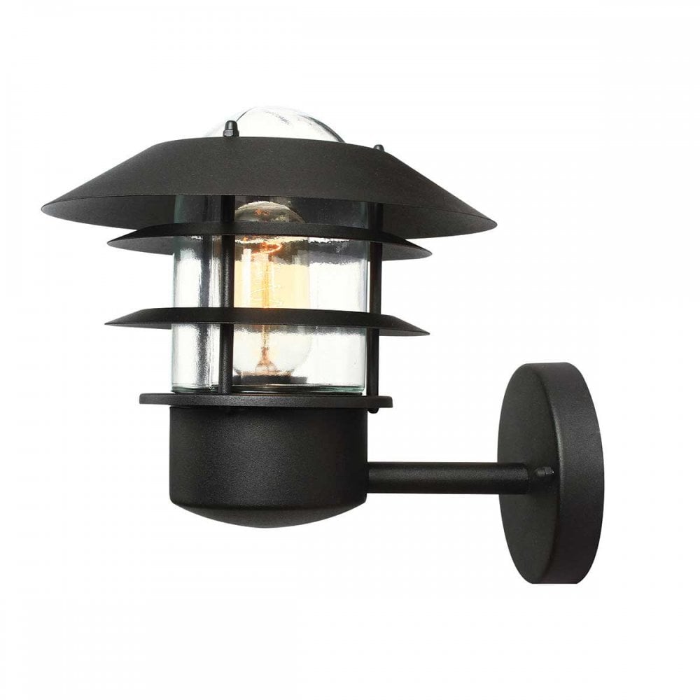 HELSINGOR-BK Helsingor Outdoor 1 Light Wall Lantern Black