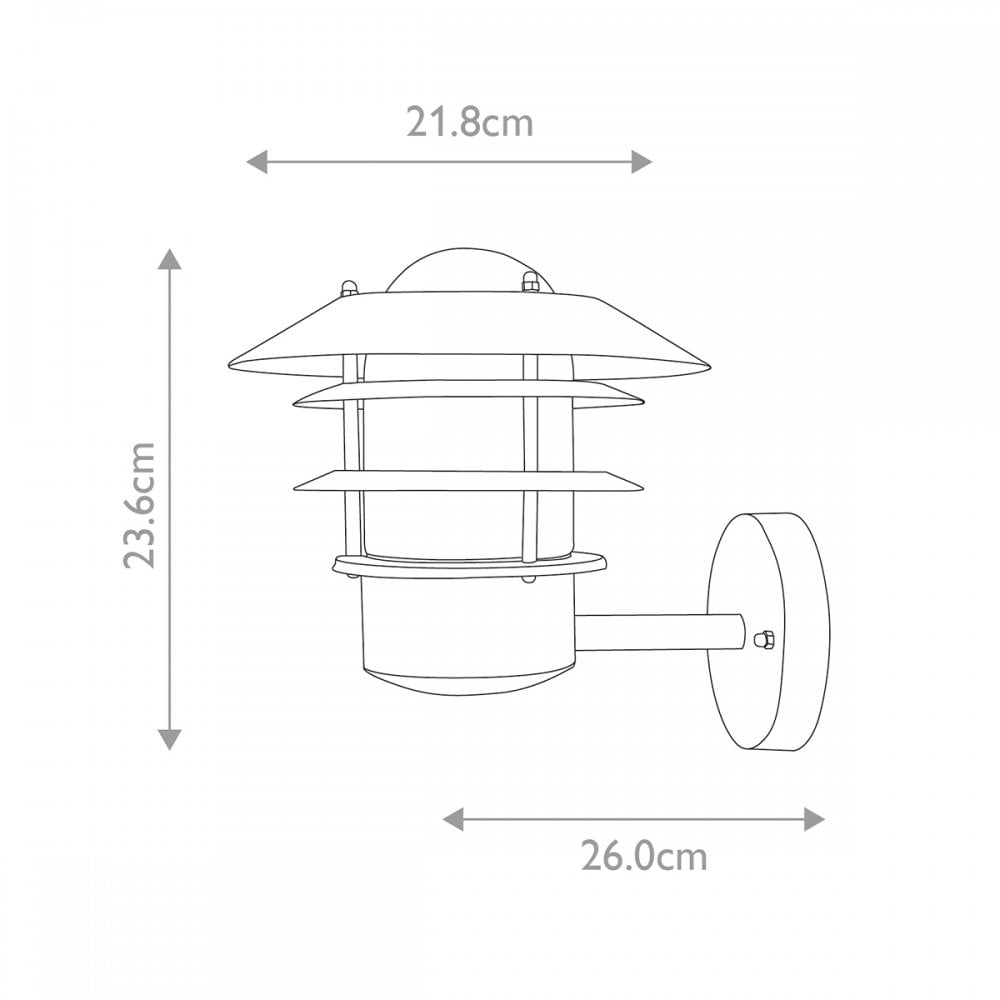 HELSINGOR-BK Helsingor Outdoor 1 Light Wall Lantern Black