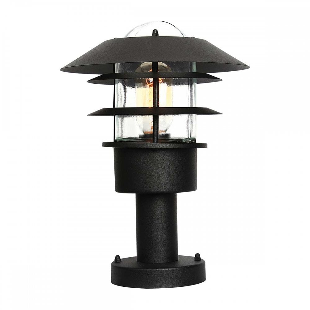 Outdoor 1 Light Pedestal Lantern Black