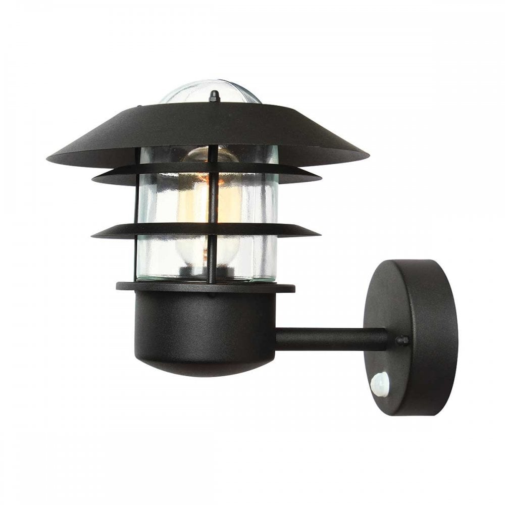 Outdoor 1 Light PIR Wall Lantern Black