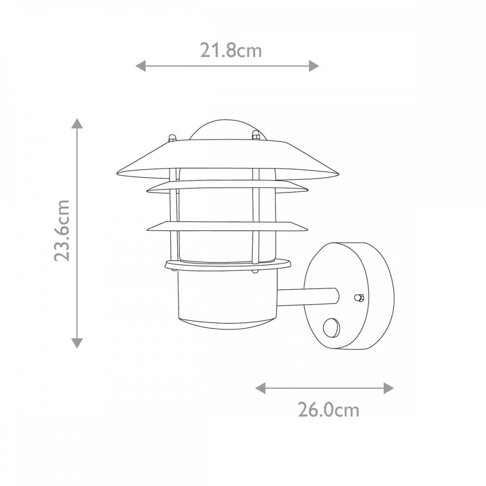 Outdoor 1 Light PIR Wall Lantern Black