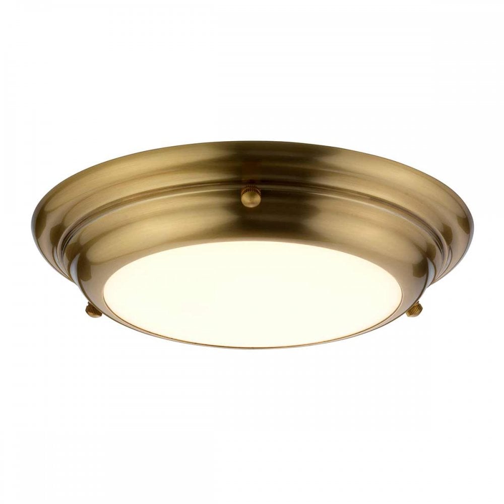 WELLAND-F-S-AB Welland Bathroom 1 Light Mini LED Flush Aged Brass
