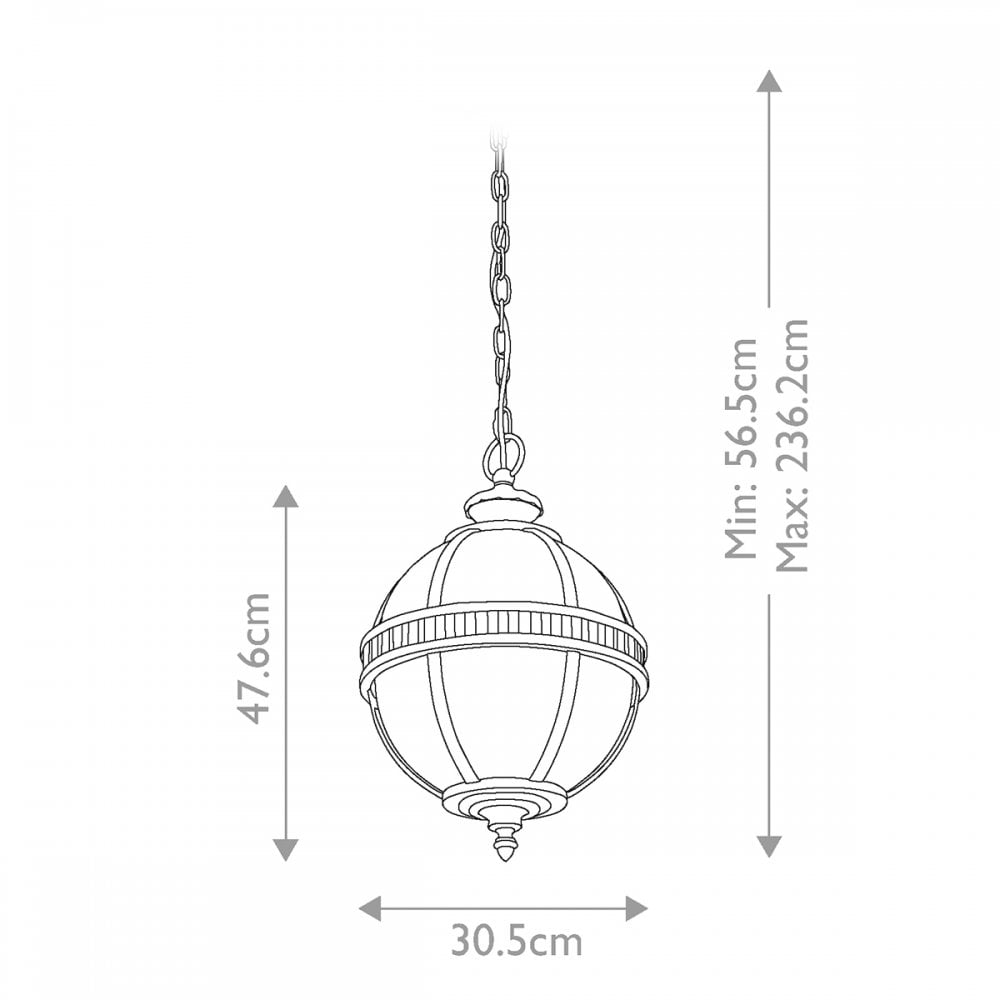 KL-HALLERON-8M Halleron Outdoor 3 Light Chain Lantern Londonderry