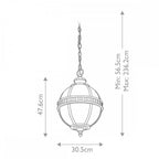 KL-HALLERON-8M Halleron Outdoor 3 Light Chain Lantern Londonderry