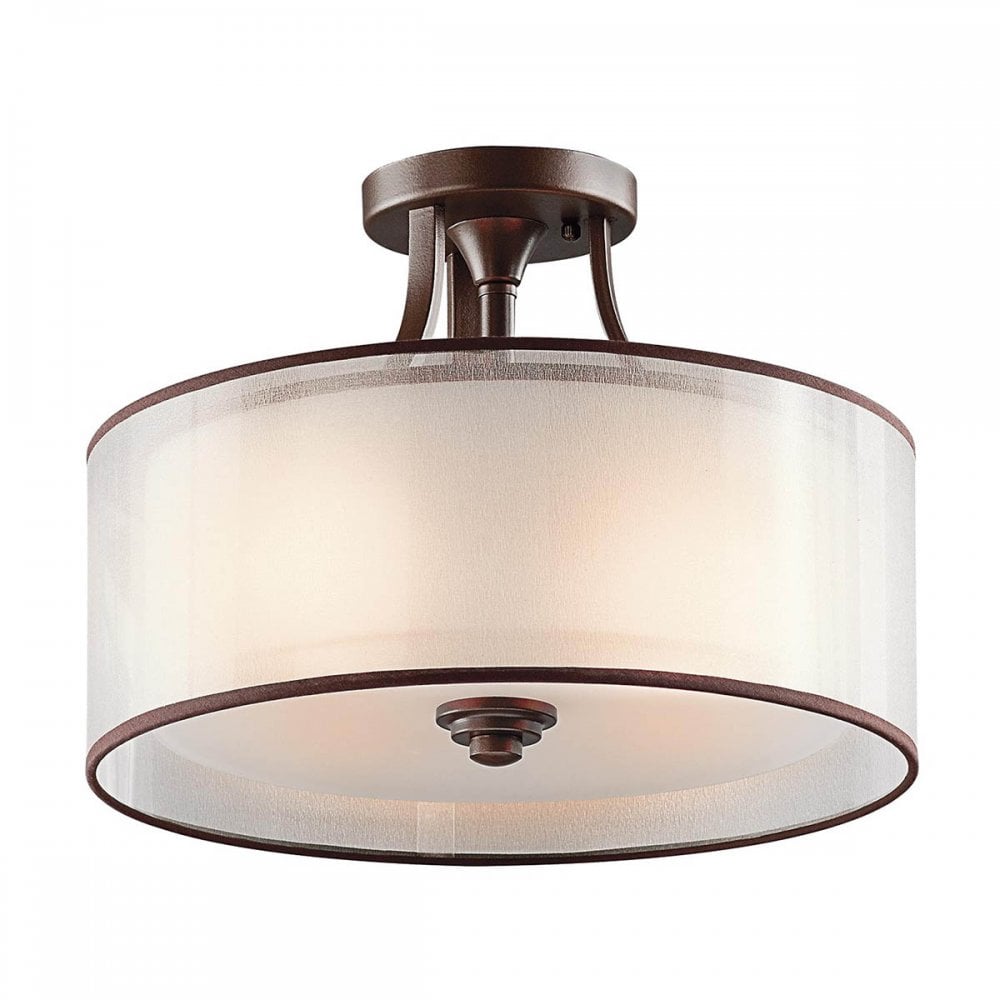 KL-LACEY-SF-MB Lacey 3 Light Small Semi-Flush Mission Bronze