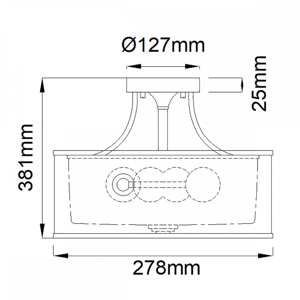KL-LACEY-SF-MB Lacey 3 Light Small Semi-Flush Mission Bronze