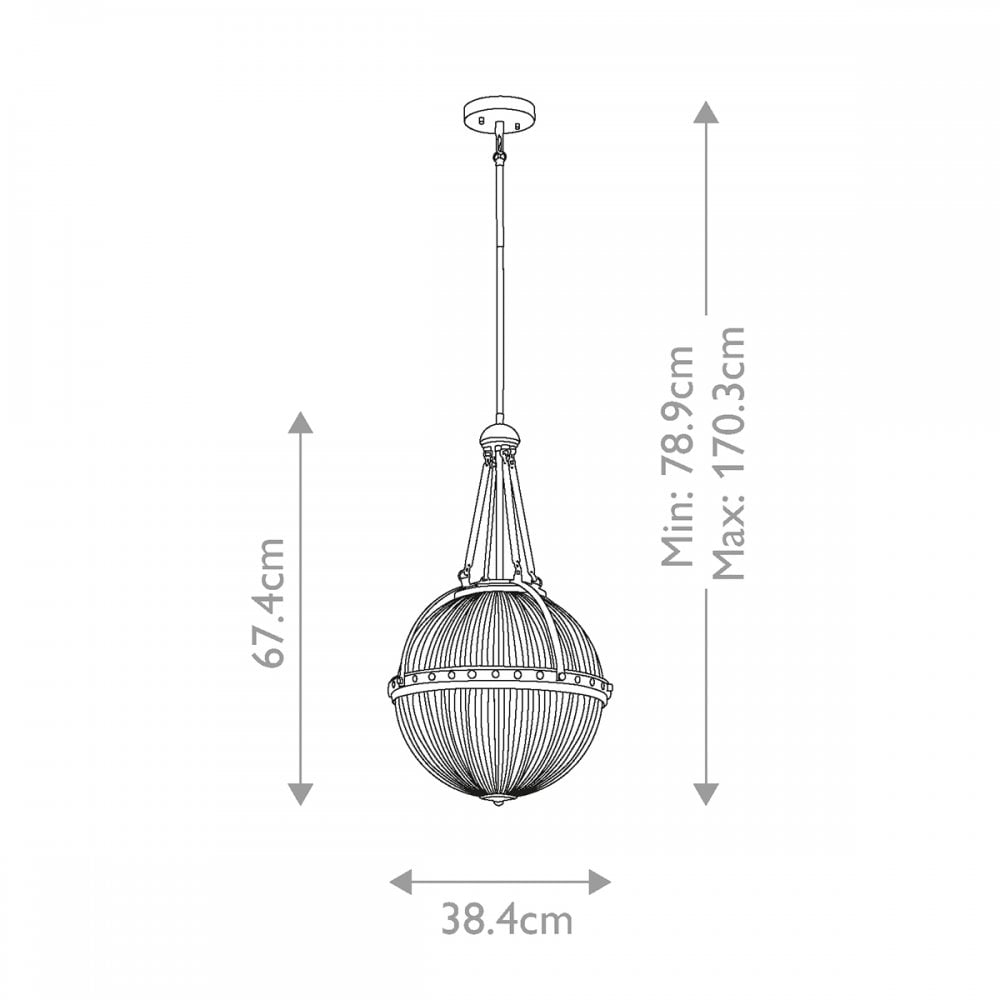 KL-ASTER-P-NBR Aster 3 Light Pendant Natural Brass