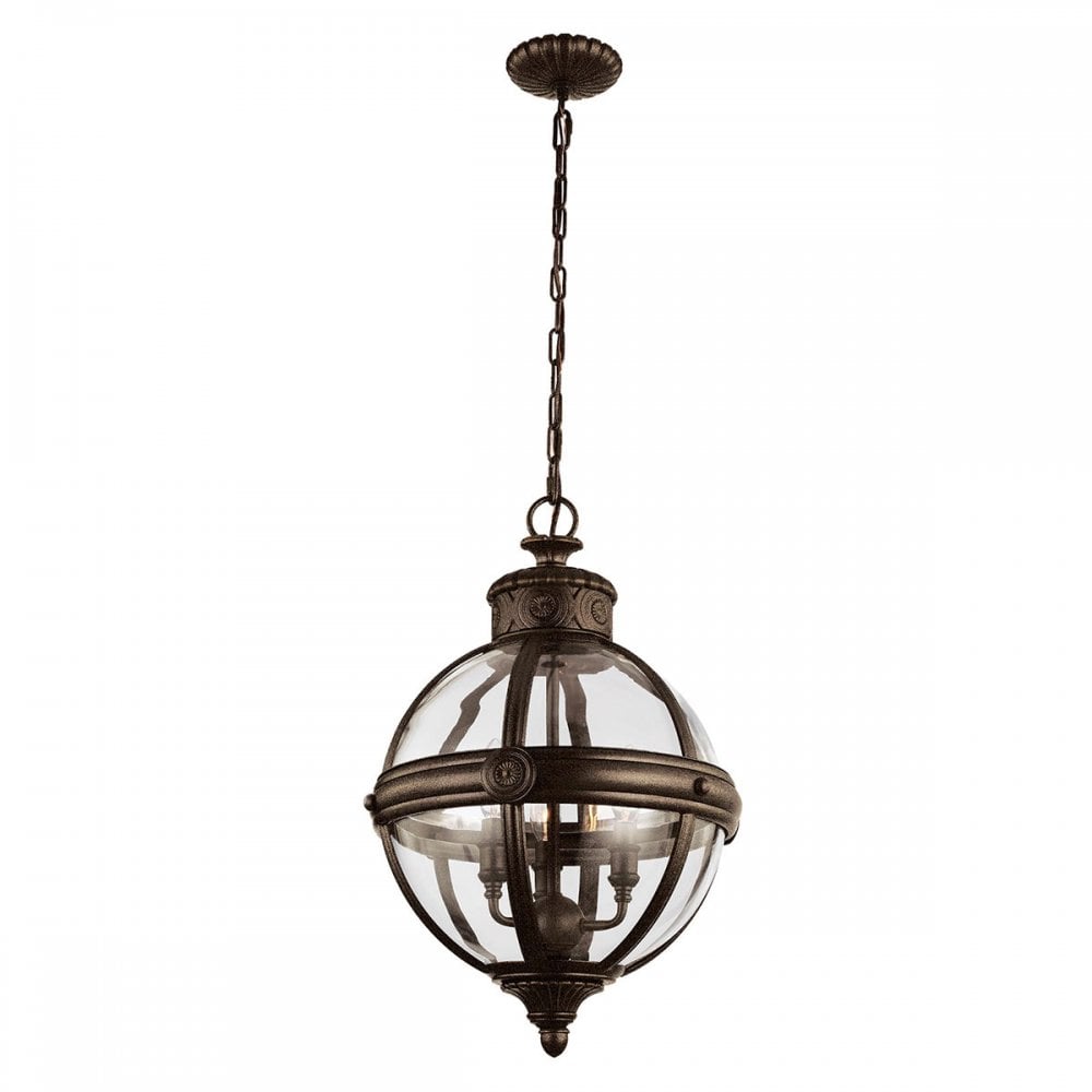 FE-ADAMS-3P-BRZ Adams 3 Light Pendant Chandelier British Bronze