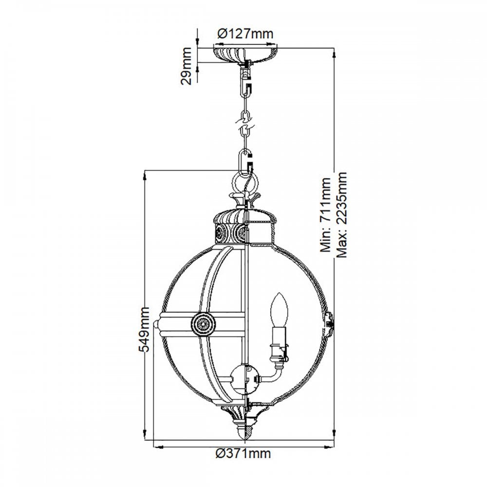 FE-ADAMS-3P-BRZ Adams 3 Light Pendant Chandelier British Bronze