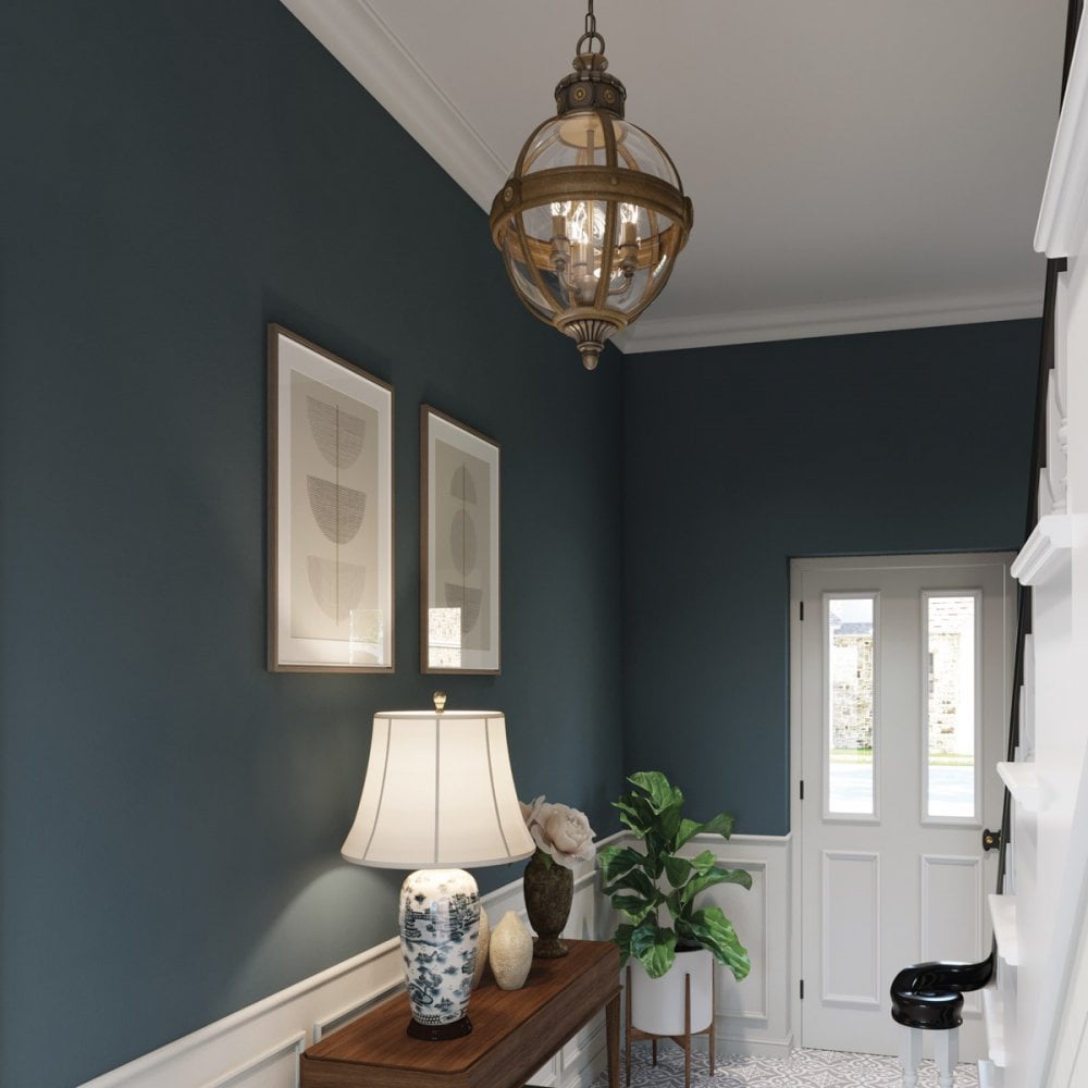 FE-ADAMS-3P-BRZ Adams 3 Light Pendant Chandelier British Bronze