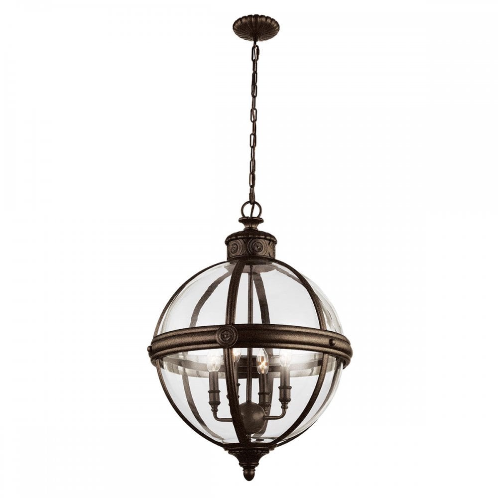 FE-ADAMS-4P-BRZ Adams 4 Light Pendant Chandelier British Bronze