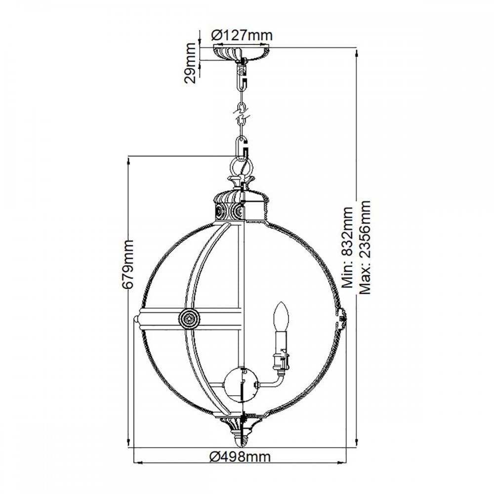FE-ADAMS-4P-BRZ Adams 4 Light Pendant Chandelier British Bronze