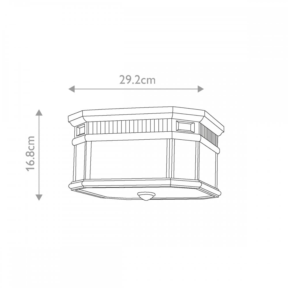 FE-COTSLN-F-BK Cotswold Lane Outdoor 2 Light Flush Ceiling Mount Black