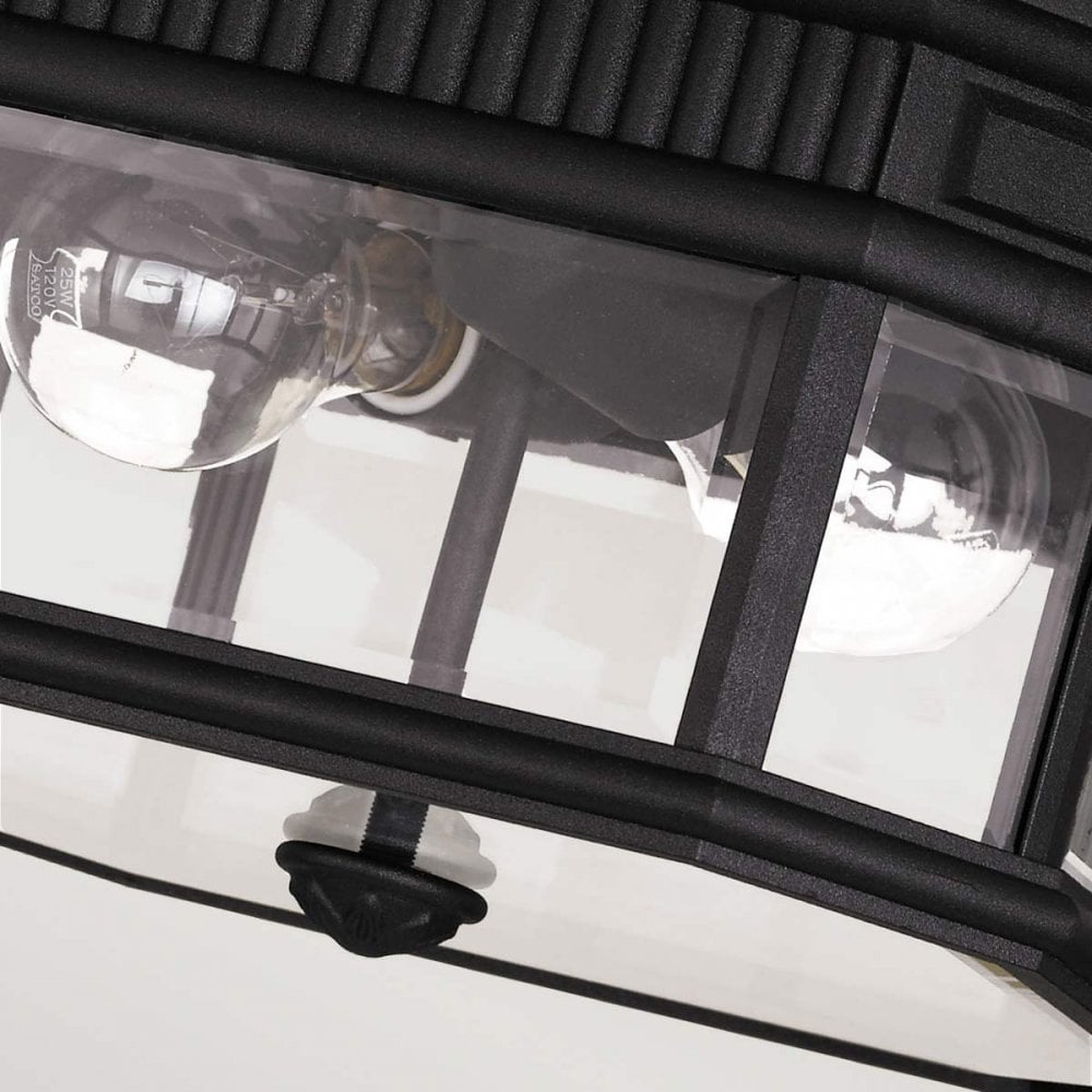 FE-COTSLN-F-BK Cotswold Lane Outdoor 2 Light Flush Ceiling Mount Black