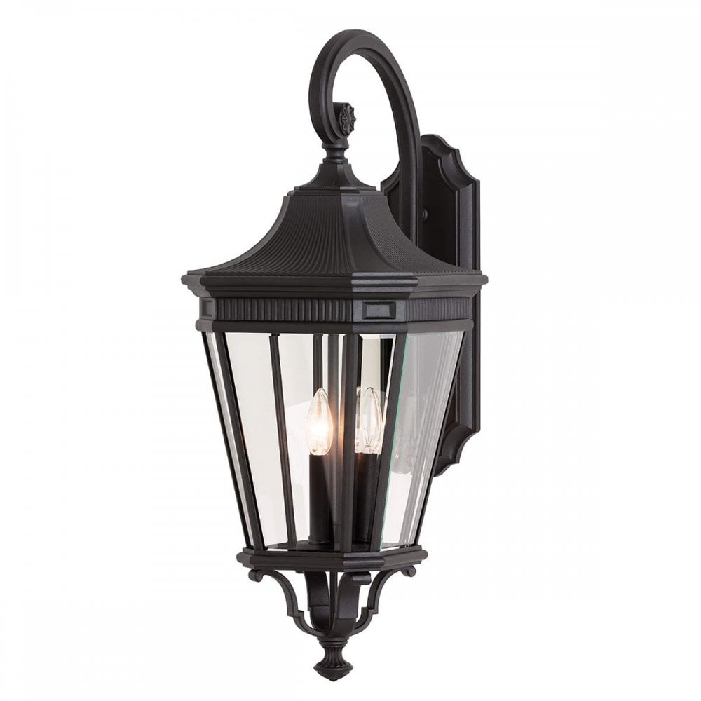 FE-COTSLN2-L-BK Cotswold Lane Outdoor 3 Light Large Wall Lantern Black