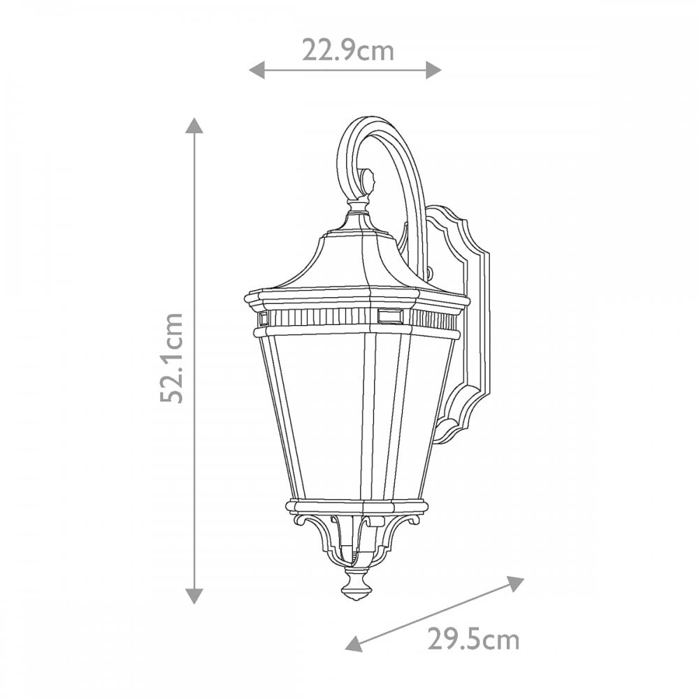 Cotswold Lane Outdoor 2 Light Medium Wall Lantern Black