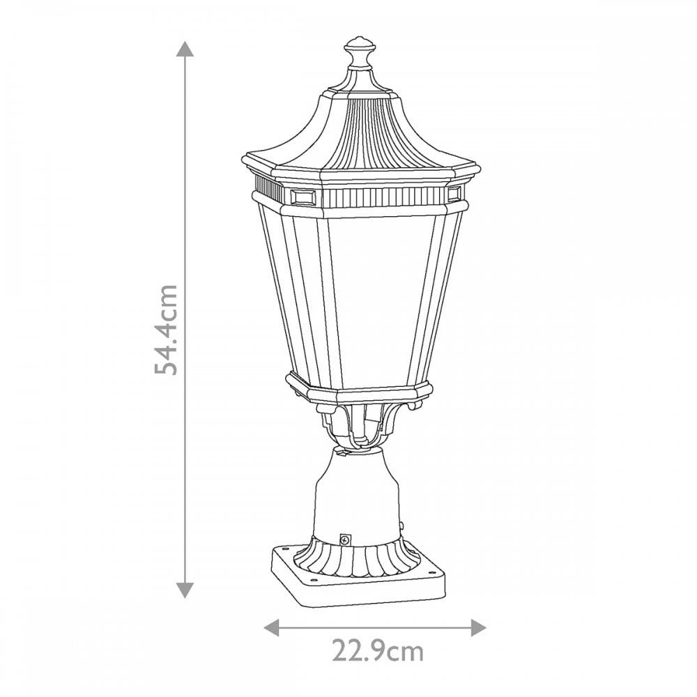 FE-COTSLN3-M-BK Cotswold Lane Outdoor 2 Light Medium Pedestal Black