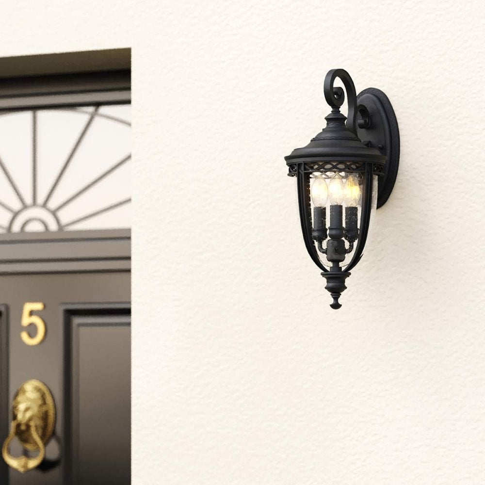 FE-EB2-M-BLK English Bridle Outdoor 3 Light Medium Wall Lantern Black