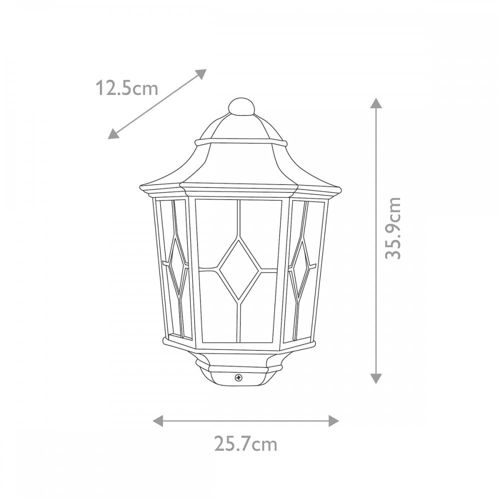 NR7-2-BLK Norfolk Outdoor 1 Light Half Lantern Black