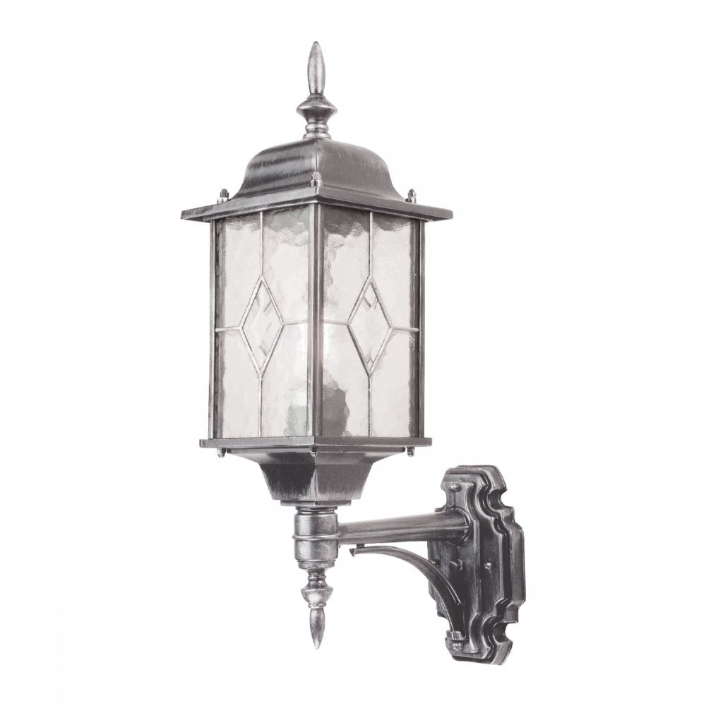 WX1 Wexford Outdoor 1 Light Up Wall Lantern Black/Silver