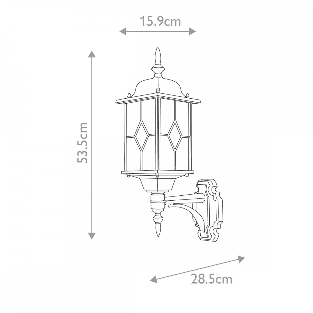 WX1 Wexford Outdoor 1 Light Up Wall Lantern Black/Silver