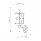 WX1-PIR Wexford Outdoor 1 Light Up Wall Lantern with PIR Black/Silver