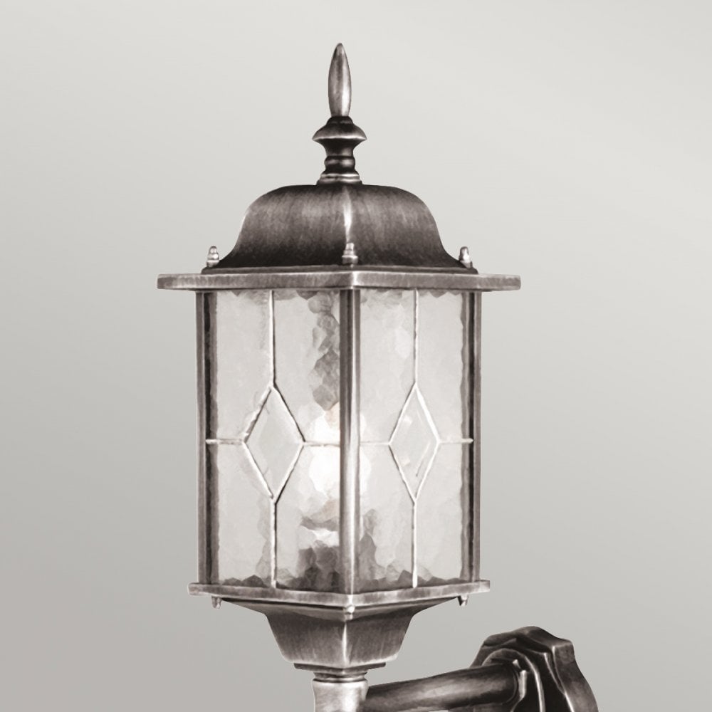 WX1-PIR Wexford Outdoor 1 Light Up Wall Lantern with PIR Black/Silver
