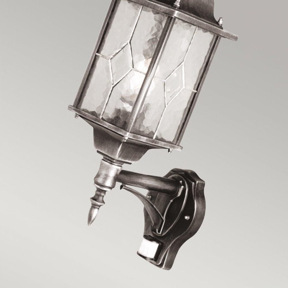 WX1-PIR Wexford Outdoor 1 Light Up Wall Lantern with PIR Black/Silver