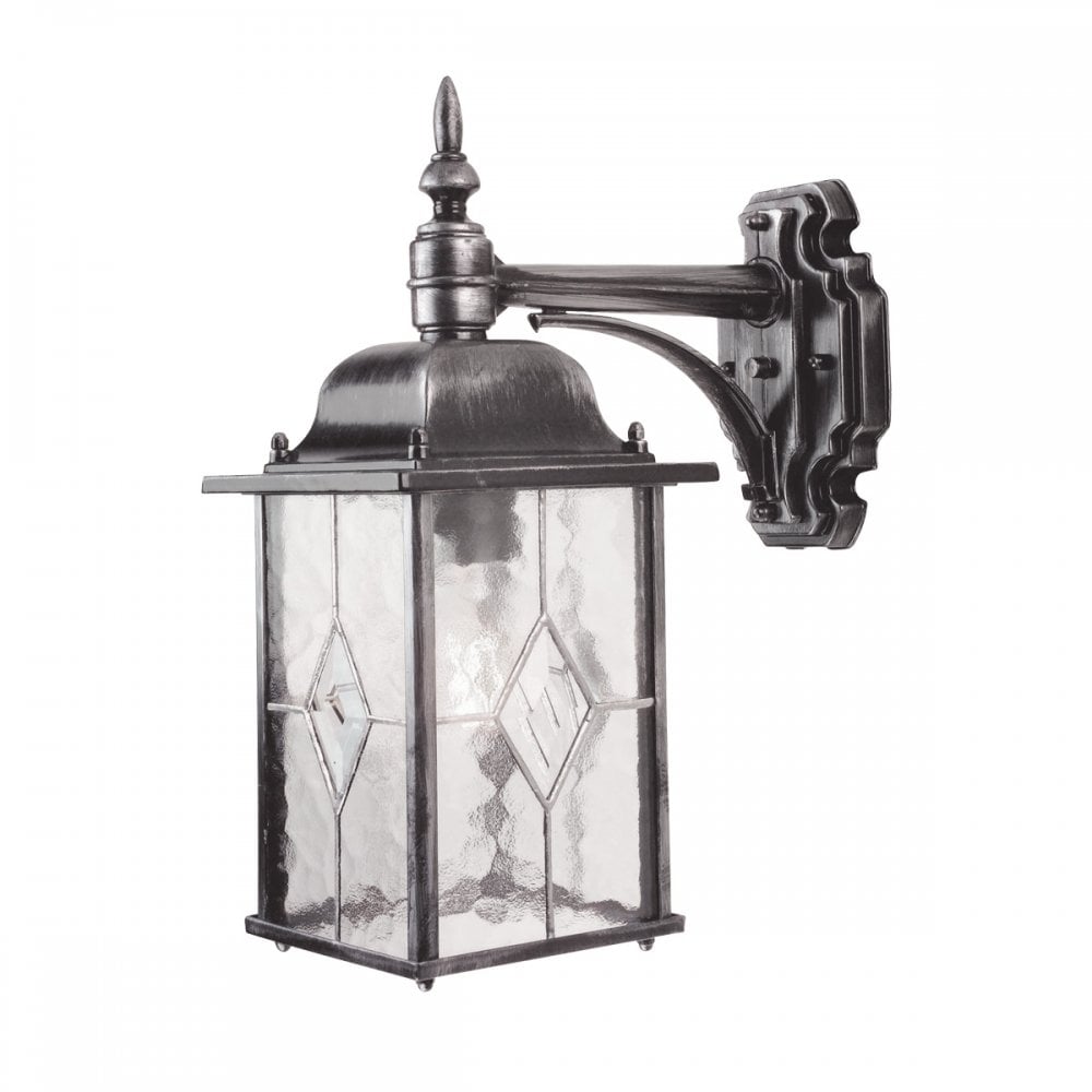 WX2 Wexford Outdoor 1 Light Down Wall Lantern Black/Silver