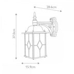 WX2 Wexford Outdoor 1 Light Down Wall Lantern Black/Silver