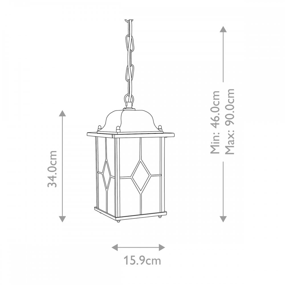 WX9 Wexford Outdoor 1 Light Chain Lantern Black/Silver