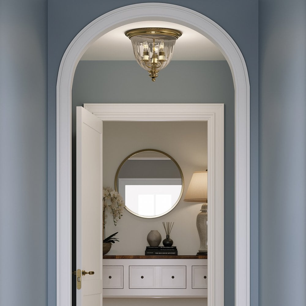 HK-CAMBRIDGE-F-B Cambridge 3 Light Flush Burnished Brass