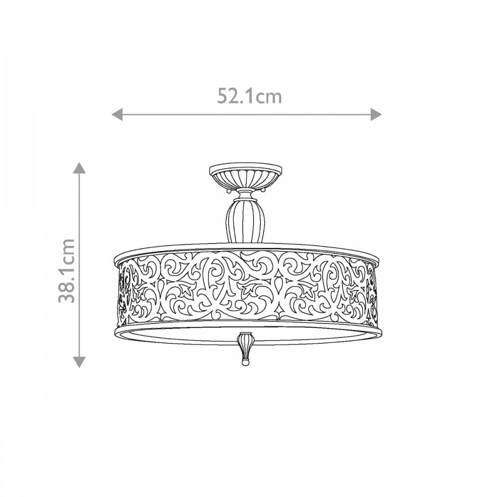 HK-CARABEL-SF-L Carabel 3 Light Large Semi-Flush Brushed Champagne