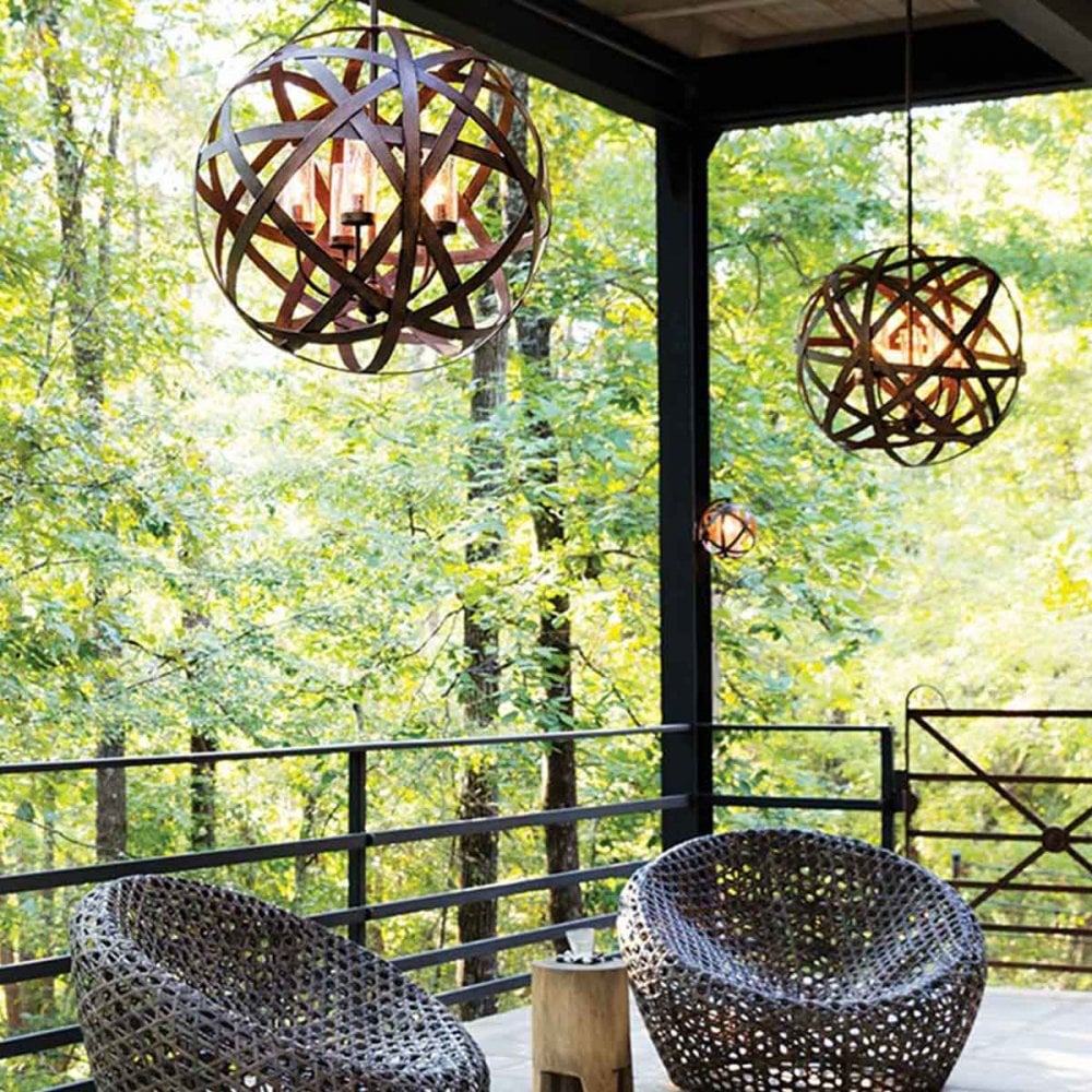 HK-CARSON-5P Carson Outdoor 5 Light Outdoor Chandelier Vintage Iron