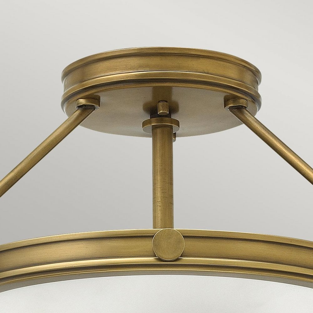 HK-COLLIER-SF-S Collier 3 Light Semi-Flush Heritage Brass